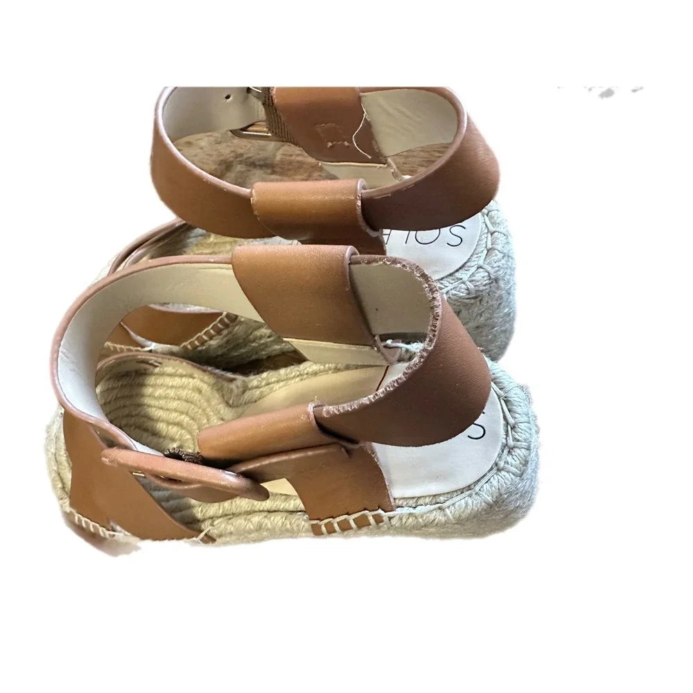Sole Society Espadrille Platform Wedge Sandals‎ Leather Buckle Ankle Strap 6.5
